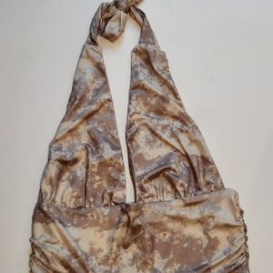 Camel and white halter top. Size large